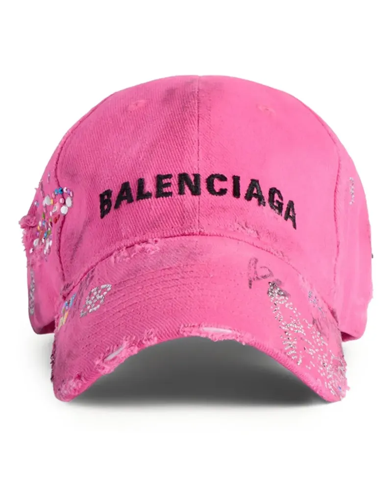Balenciaga embellished distressed-effect cap - Rosa Rosa