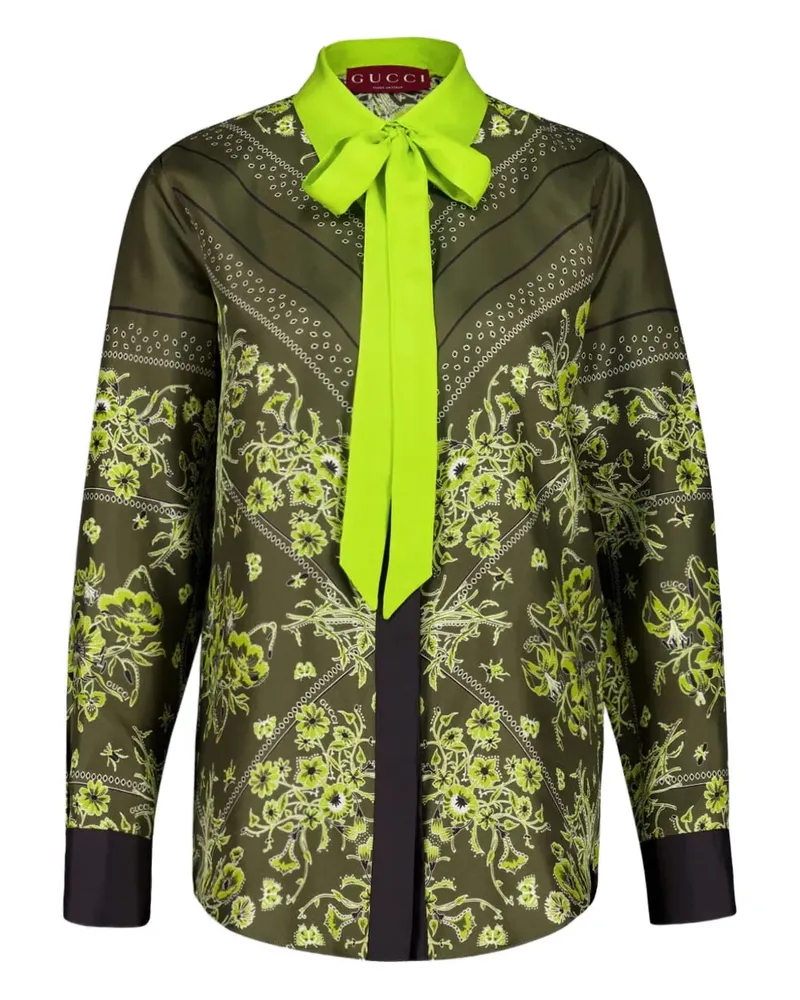 Gucci Seidenhemd mit Blumen-Bandana - Grün Grün