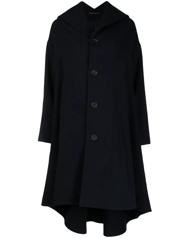 Yohji Yamamoto Langer Mantel mit Cut-Out-Kragen - Blau Blau