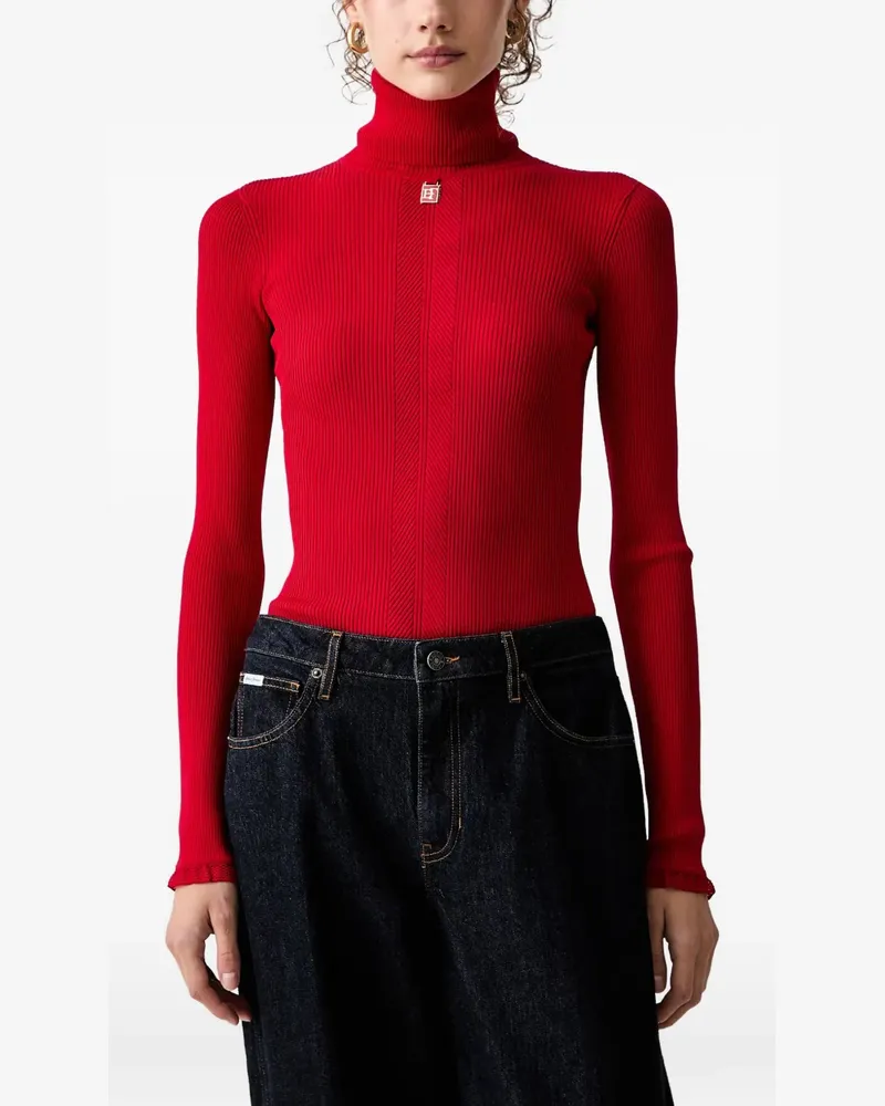Elisabetta Franchi Gerippter Rollkragenpullover - Rot Rot