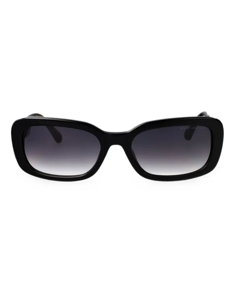 Marc Jacobs Eckige Sonnenbrille mit Logo-Schild - Schwarz Schwarz