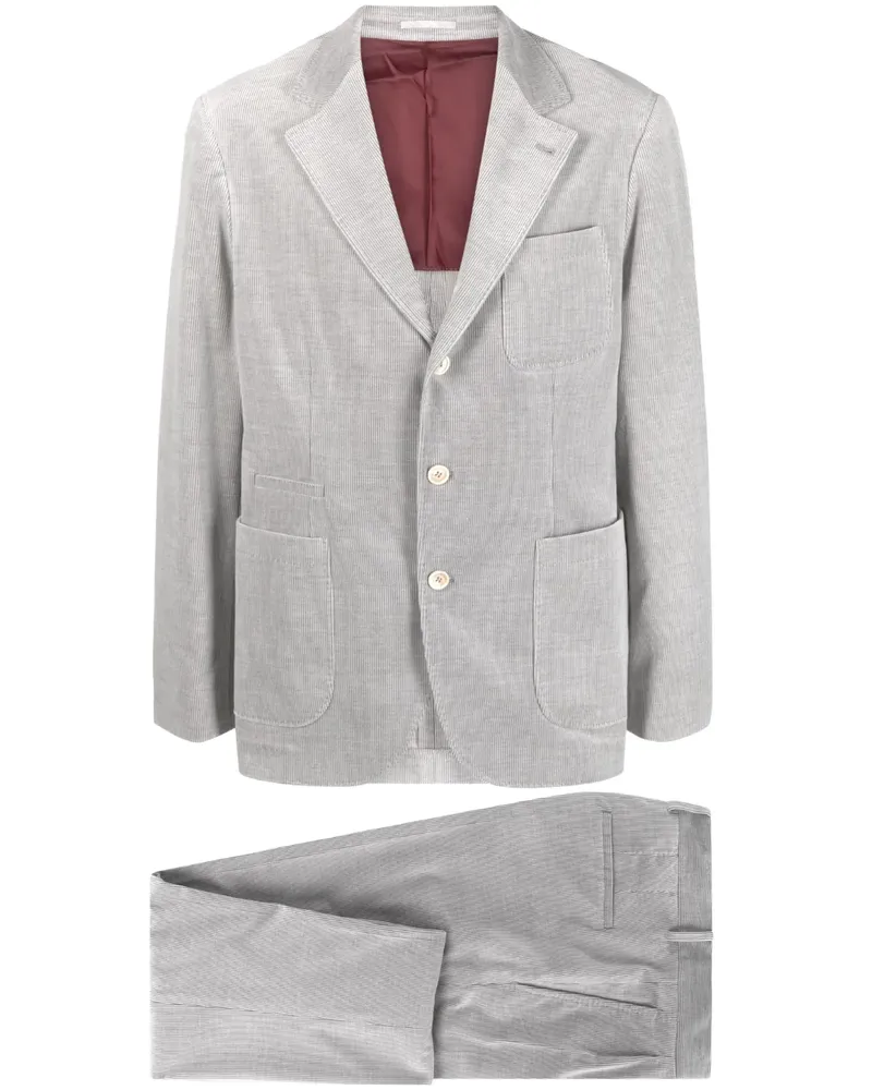 Brunello Cucinelli Einreihiger Anzug aus Cord - Grau Grau