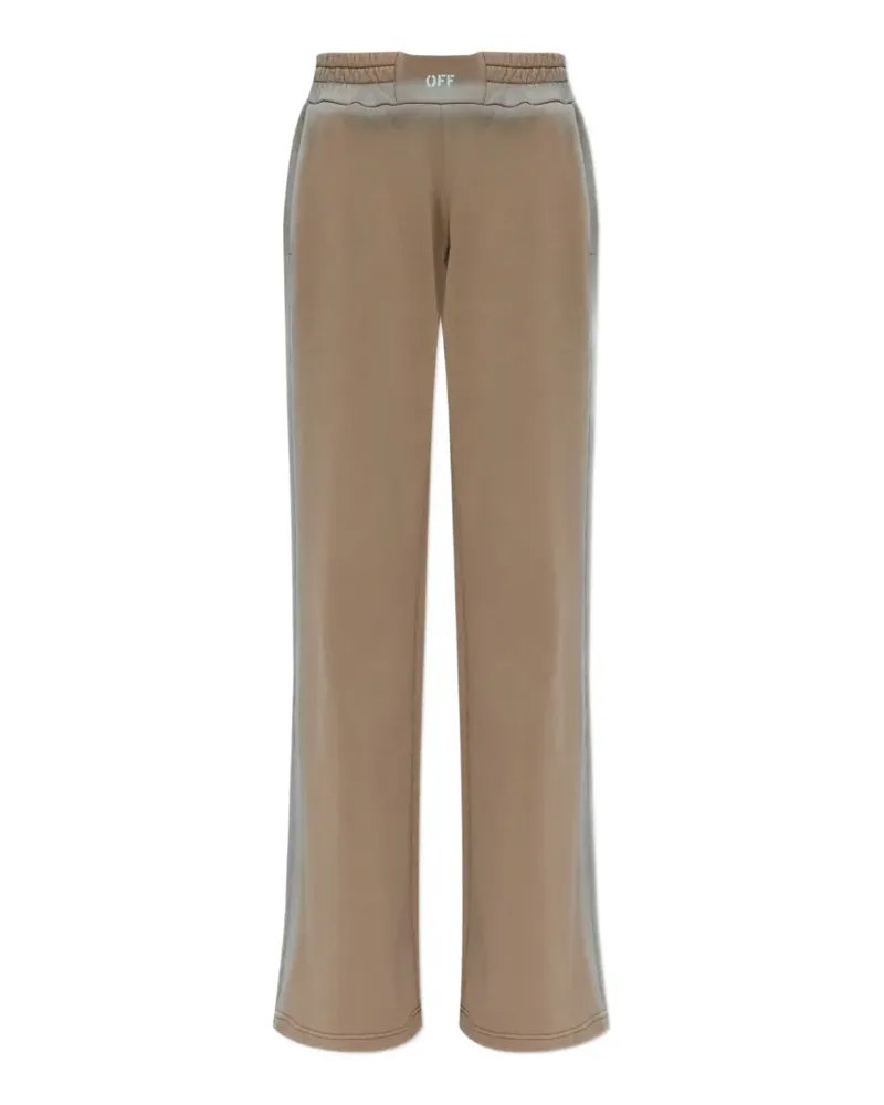 OFF-WHITE logo-print wide-leg track pants - Nude Nude