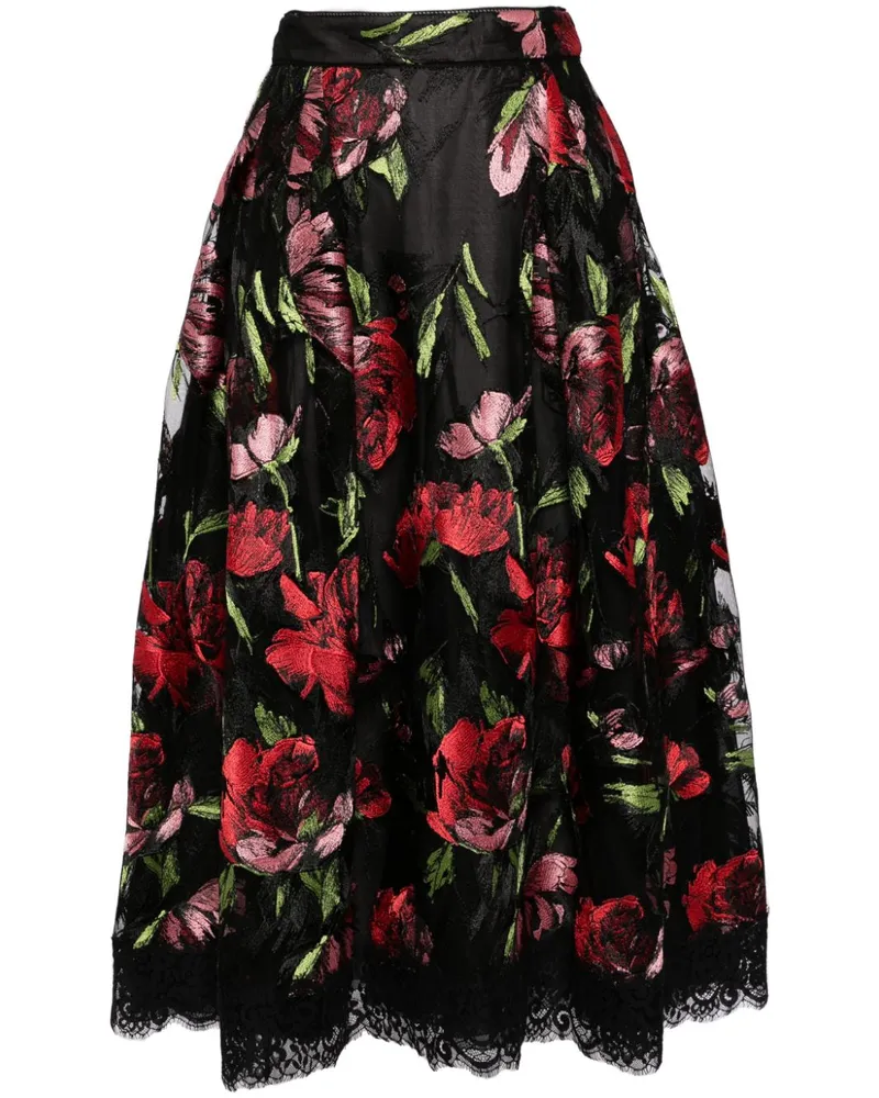 SHIATZY CHEN Libre Collection Rock mit Rosenstickerei - Schwarz Schwarz