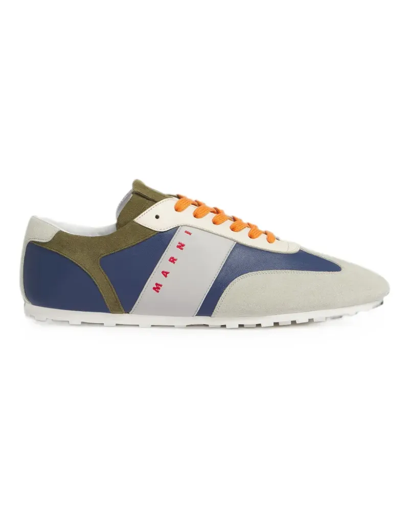 Marni panelled suede-trimmed sneakers - Nude Nude