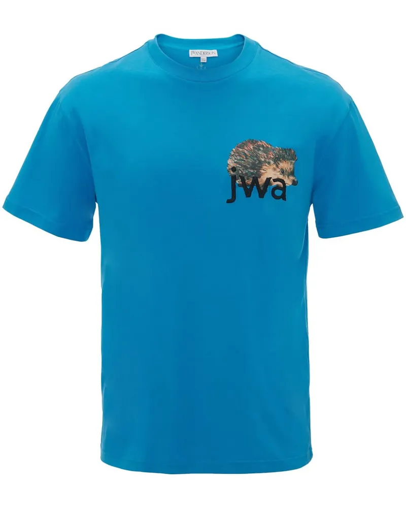 J.W.Anderson T-Shirt mit Igel-Logo Blau