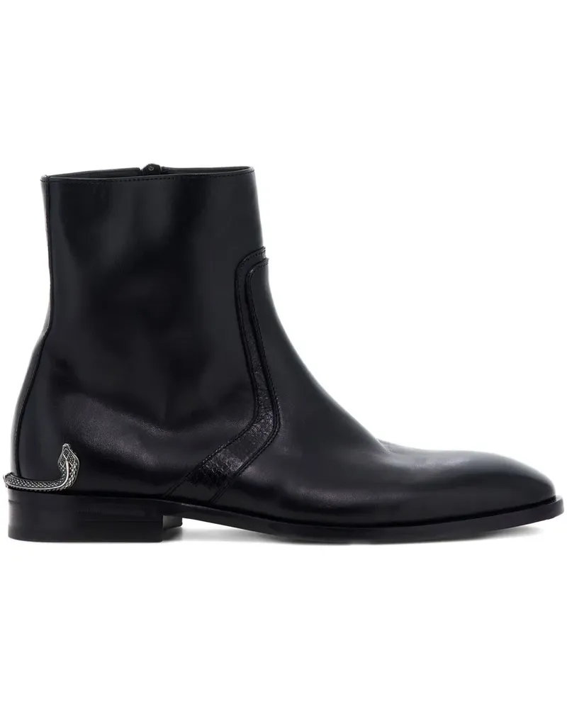Roberto Cavalli Knöchelhohe Lederstiefel - Schwarz Schwarz