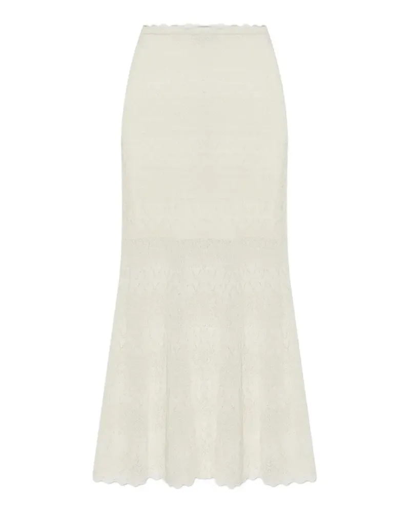 Self-Portrait crochet-knit scalloped-edge maxi skirt - Nude Nude