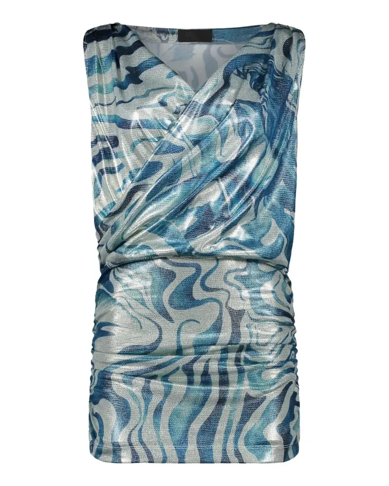 Alberta Ferretti abstract-print draped mini dress - Silber Silber