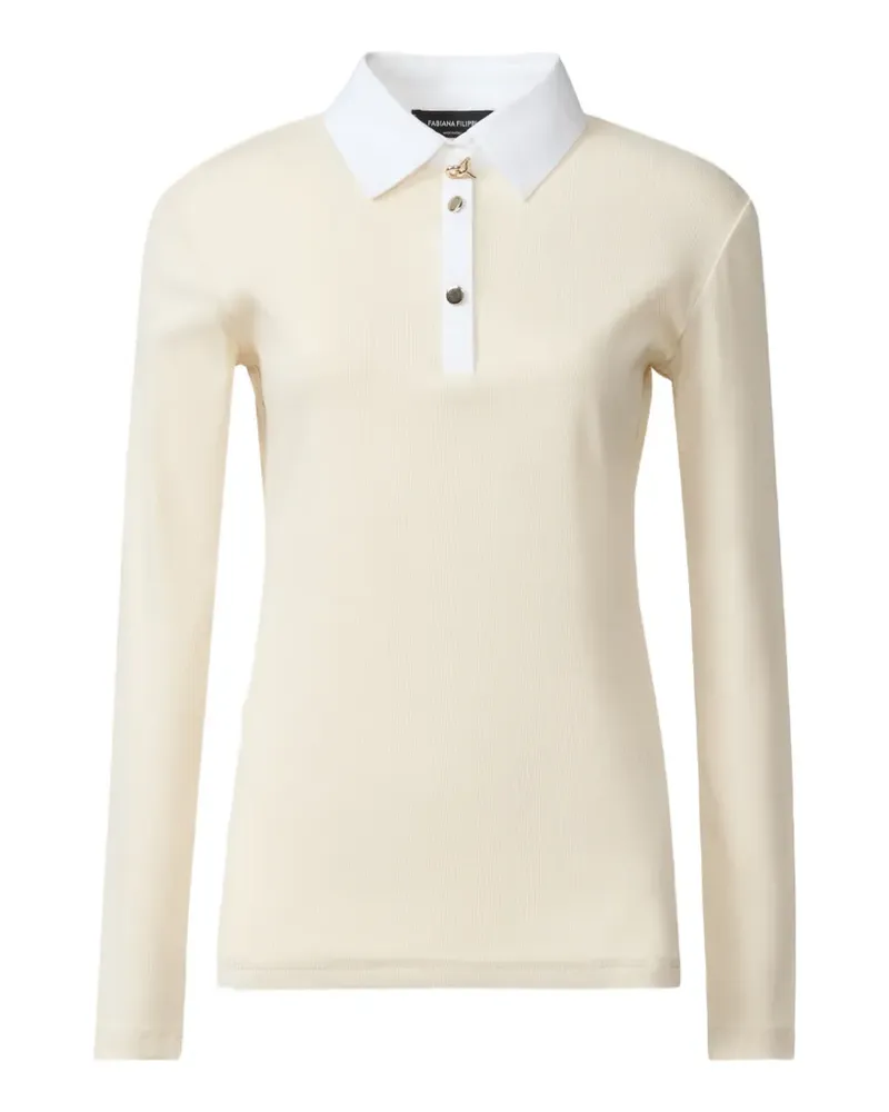 Fabiana Filippi contrast-collar long-sleeve polo shirt - Nude Nude