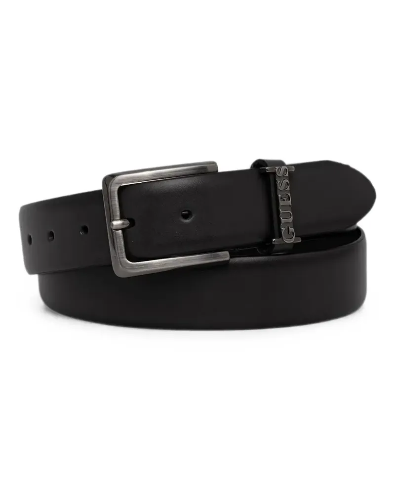 Guess logo-plaque buckle belt - Schwarz Schwarz