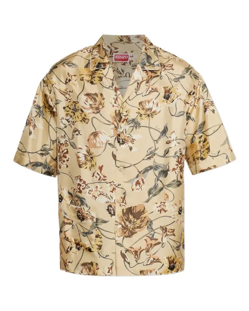 Kenzo Seidenhemd mit Blumenprint - Nude Nude