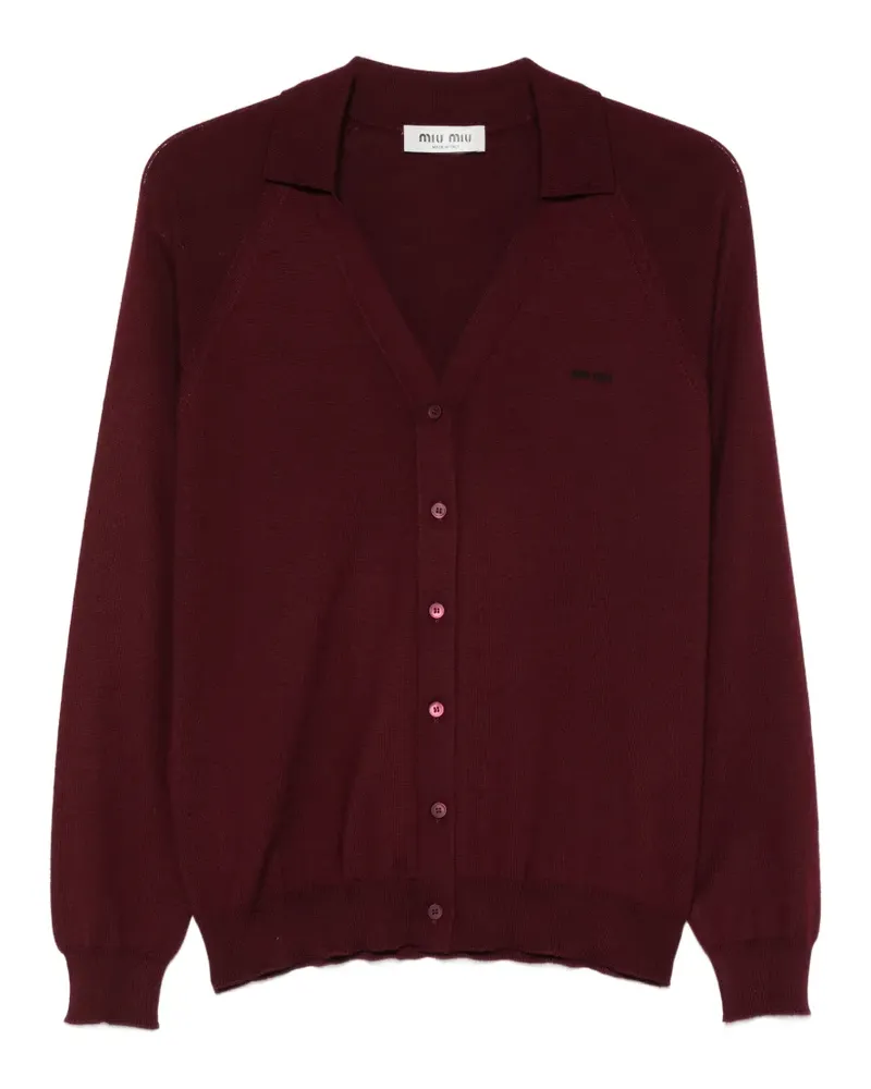 Miu Miu V-neck logo-embroidered cardigan - Rot Rot