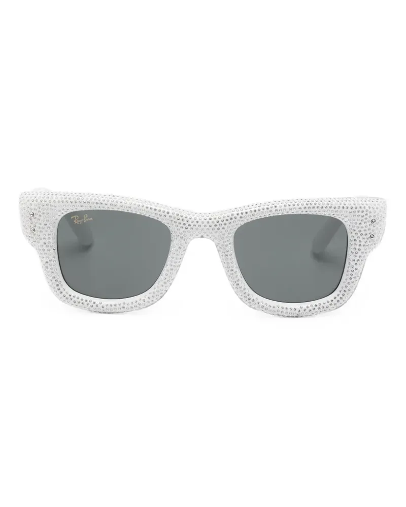 Ray Ban Wayfarer Puffer Sonnenbrille mit Kristallen - Weiß Weiß