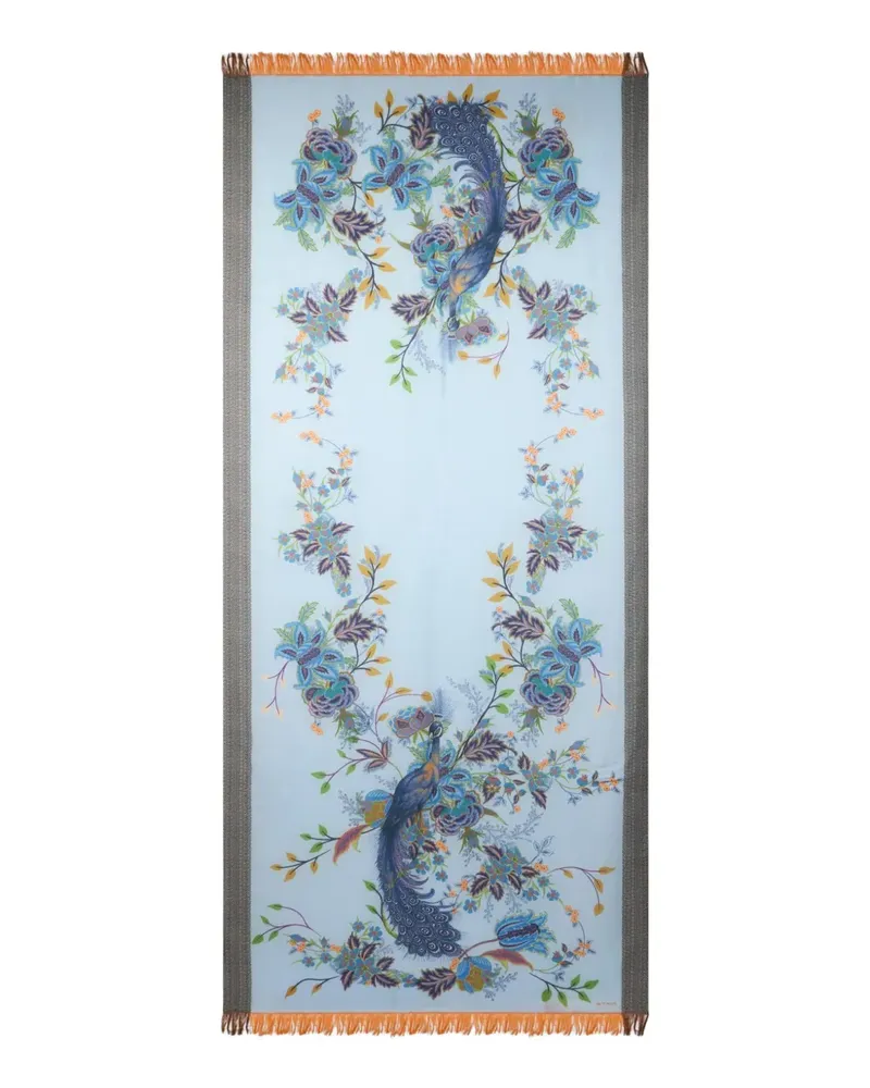 Etro Schal mit Pfauen-Print - Blau Blau