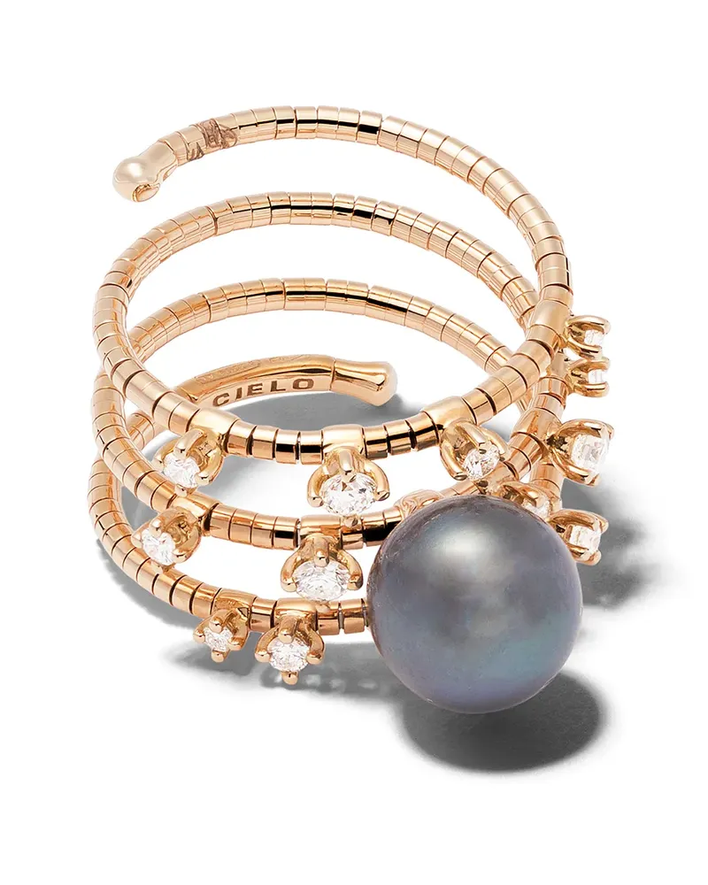 Mattia Cielo 18kt Rotgoldring mit Diamanten - Rosa Rosa