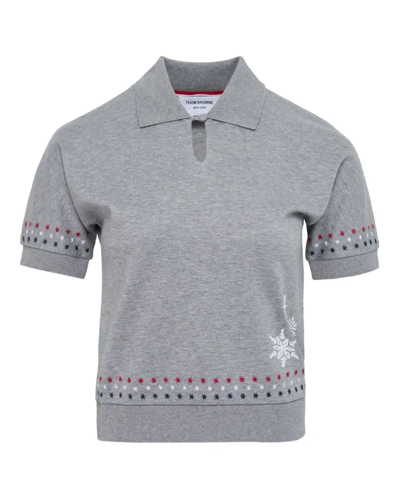 Thom Browne star-motif polo top - Grau Grau
