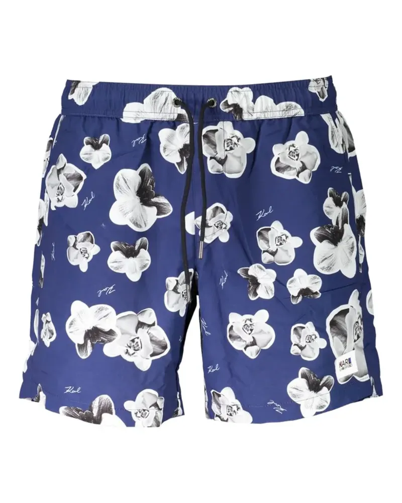 Karl Lagerfeld Badeshorts mit Blumenprint - Blau Blau