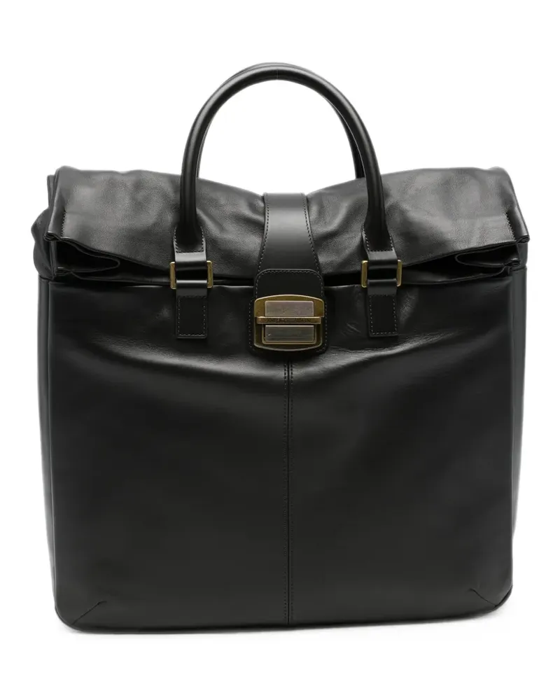 Emporio Armani leather buckle-fastening tote bag - Schwarz Schwarz