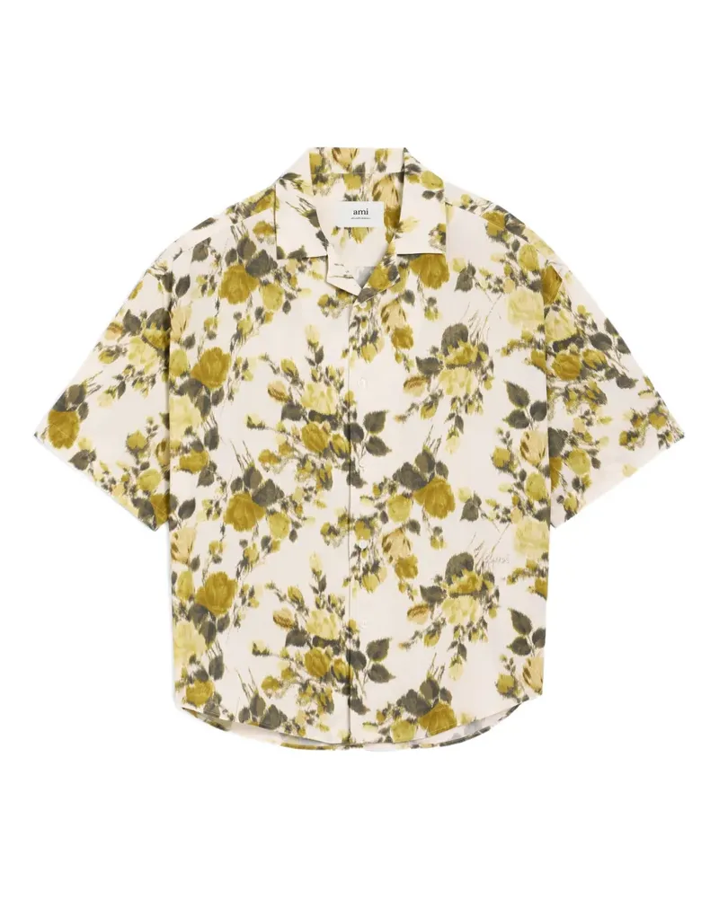 AMI Paris Hemd mit Blumen-Print - Nude Nude