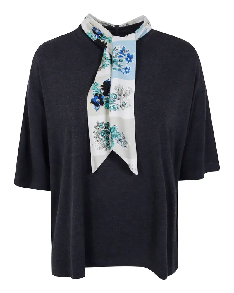 Paul Smith Seidenschal-T-Shirt mit Blumenprint - Schwarz Schwarz