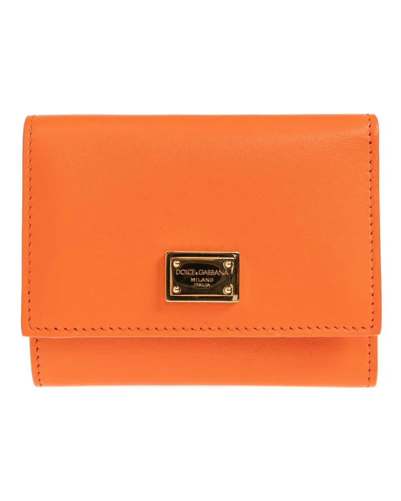 Dolce & Gabbana logo-plaque leather wallet - Orange Orange