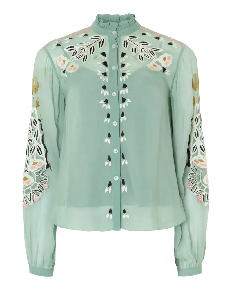 Temperley London Rosalba Hemd mit Stickerei - Grün Grün