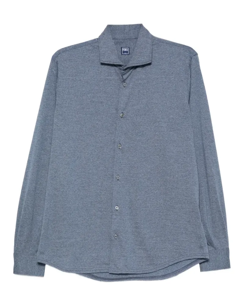Fedeli long-sleeved wool shirt - Blau Blau