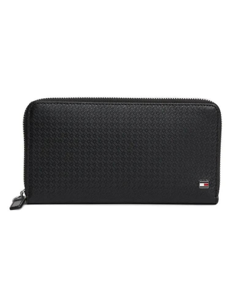 Tommy Hilfiger monogram-embossed zip-around leather wallet - Schwarz Schwarz