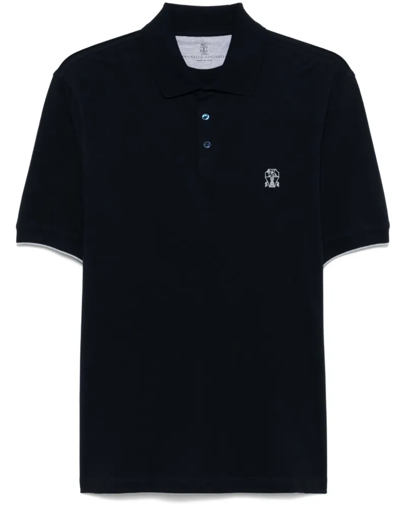 Brunello Cucinelli Poloshirt mit Logo-Stickerei - Blau Blau