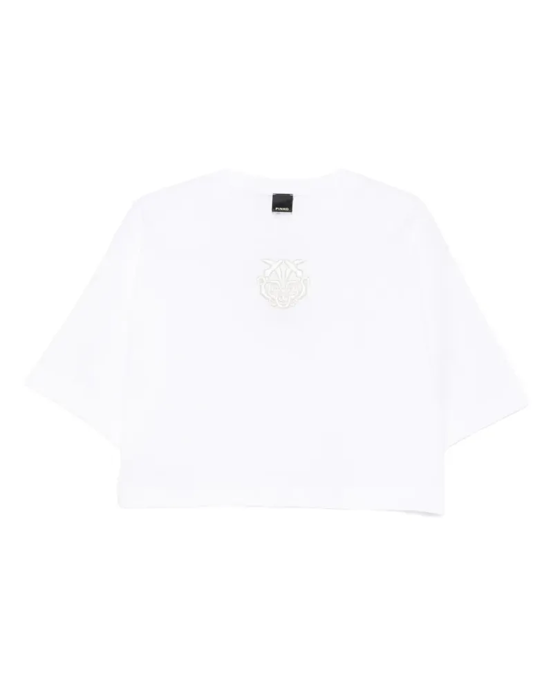 Pinko T-Shirt mit Love Birds-Stickerei - Weiß Weiß