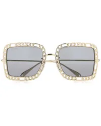 Gucci Eckige Sonnenbrille mit Kettendetail Gold