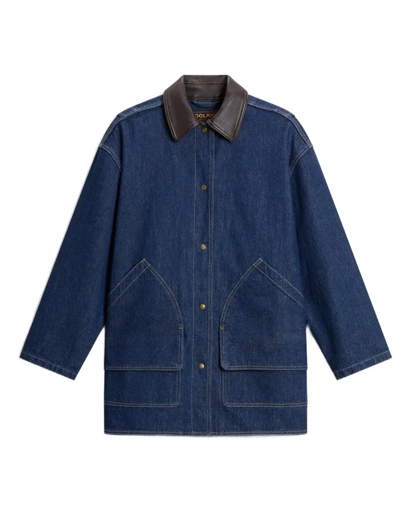 Woolrich Jeansjacke mit Kontrastkragen - Blau Blau