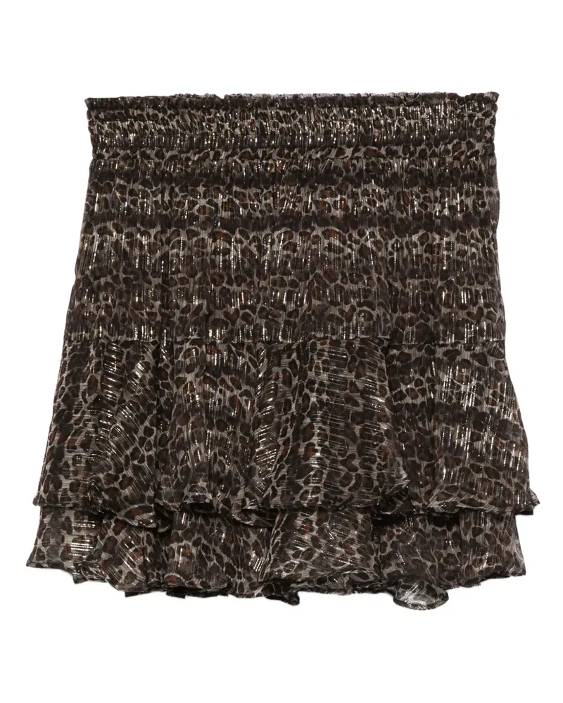 MC2 Saint Barth Gerüschter Minirock mit Leoparden-Print - Schwarz Schwarz
