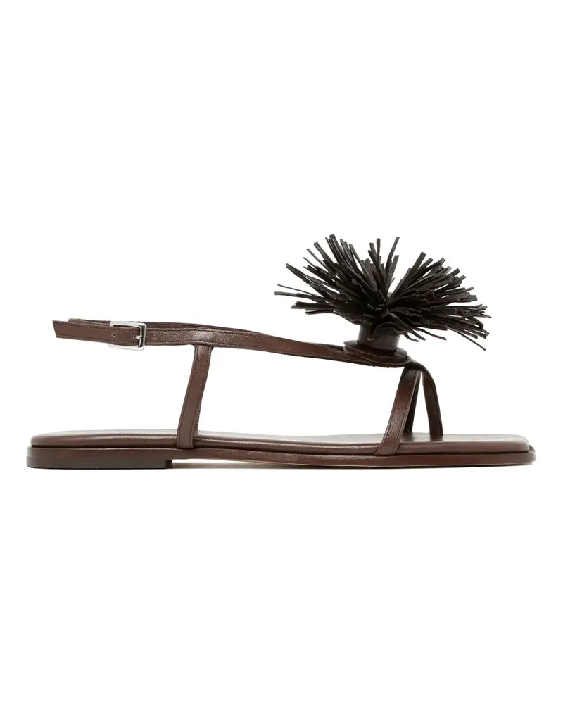 Vic Matié fringed-pom-pom flat sandals - Braun Braun