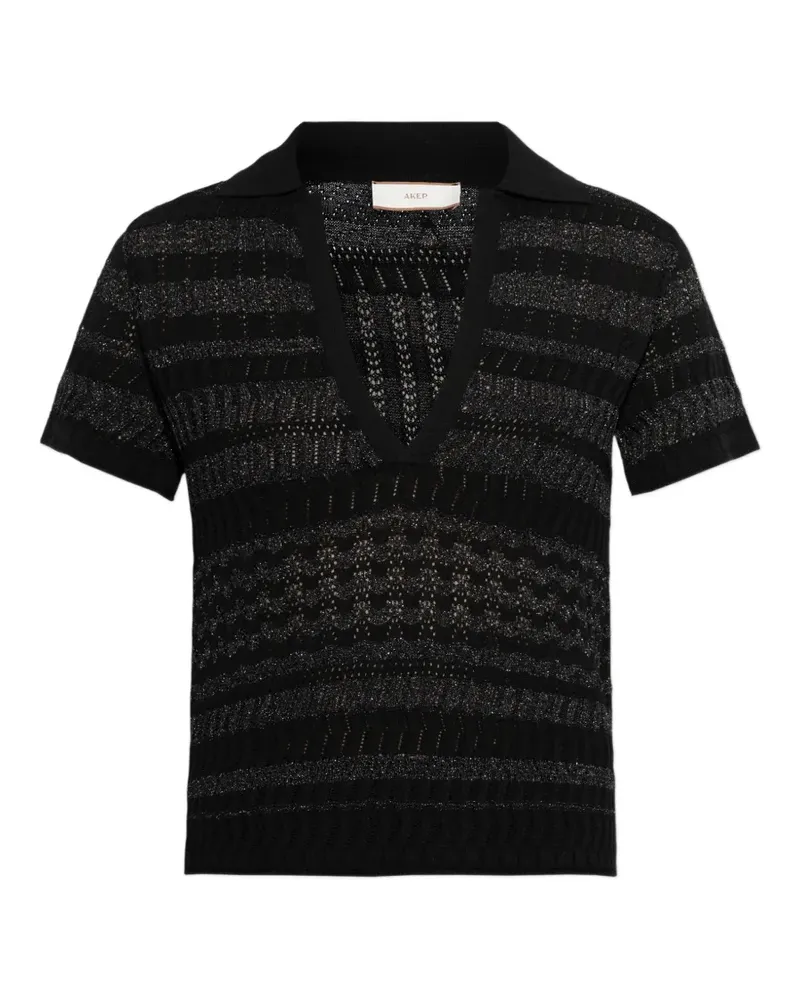 AKEP V-neck knitted top - Schwarz Schwarz