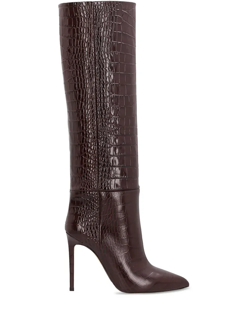 Paris Texas Stiefel mit Kroko-Optik 85mm - Braun Braun