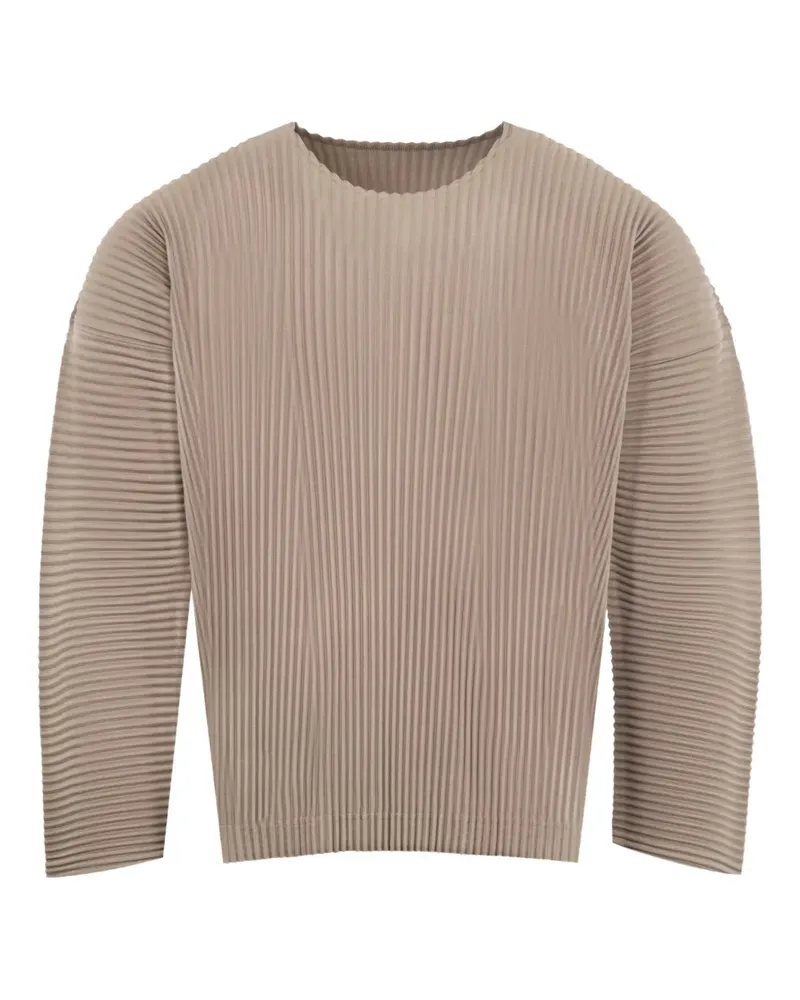 Issey Miyake Plissiertes Langarmshirt - Braun Braun