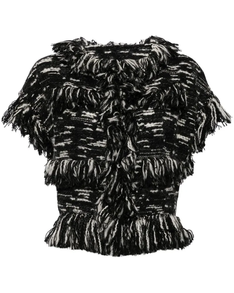 Sacai Strickjacke mit Fransensaum - Schwarz Schwarz