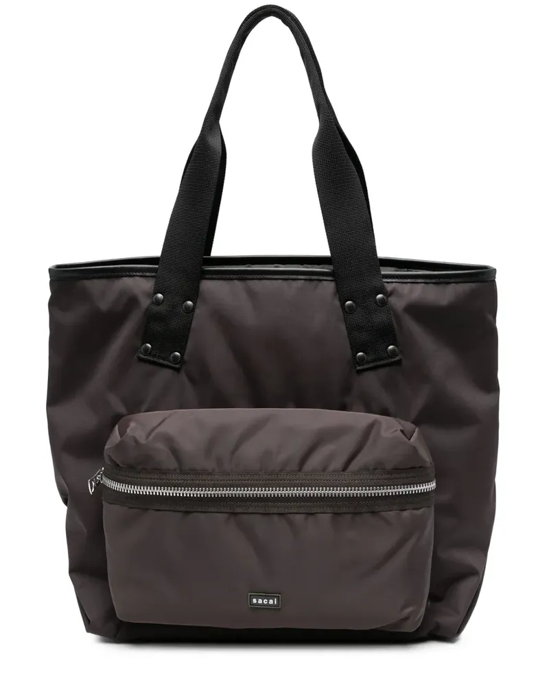 Sacai Tote Bag mit abnehmbarem Beutel - Braun Braun
