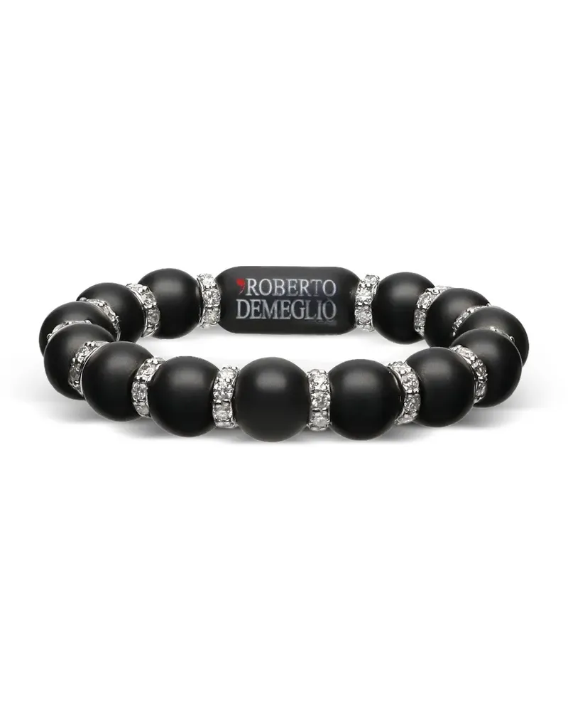 Roberto Demeglio Diamantring mit Logo-Print - Silber Silber