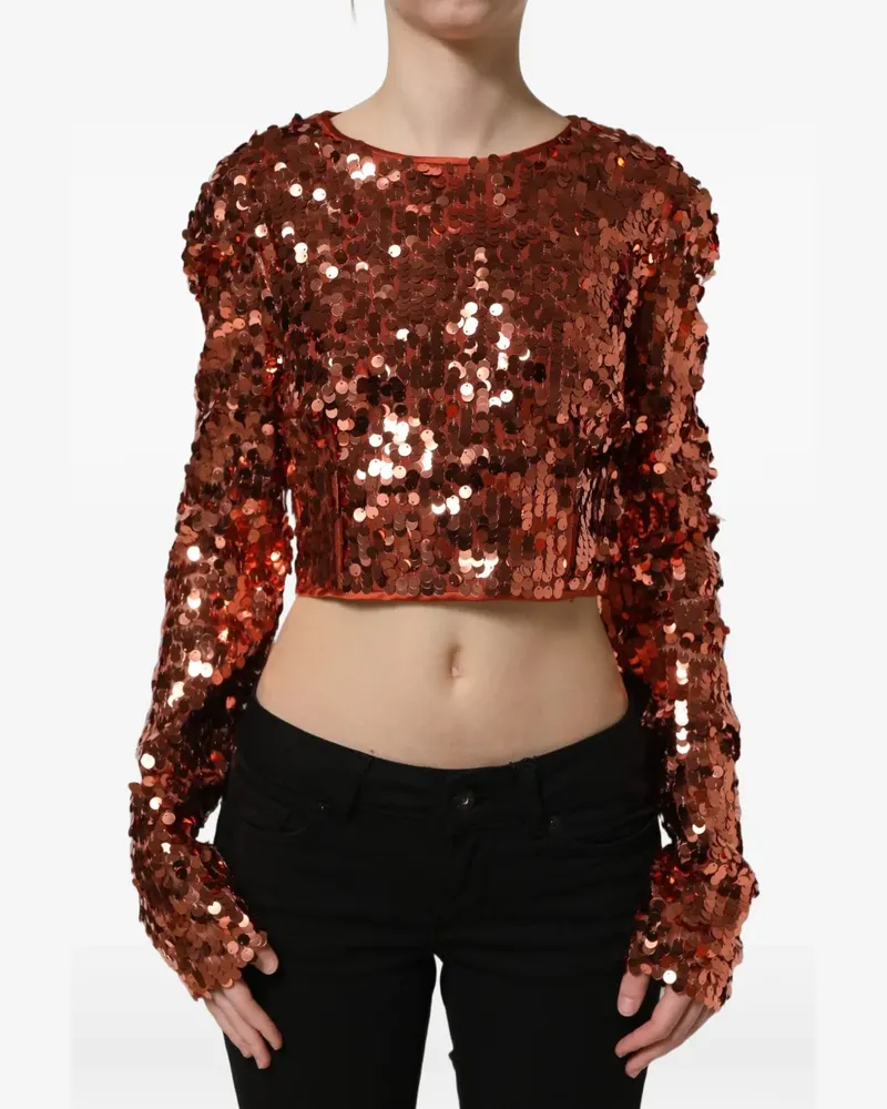 Dolce & Gabbana Cropped-Bluse mit Pailletten - Braun Braun