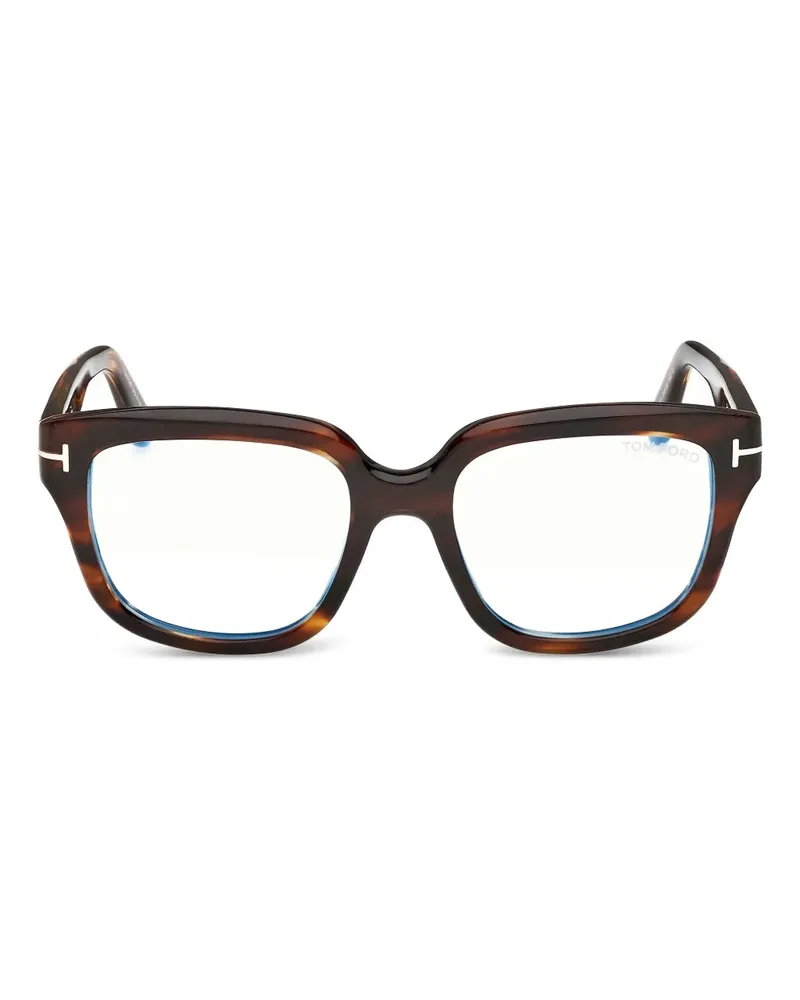 Tom Ford Eckige Brille mit Logo-Detail - Braun Braun