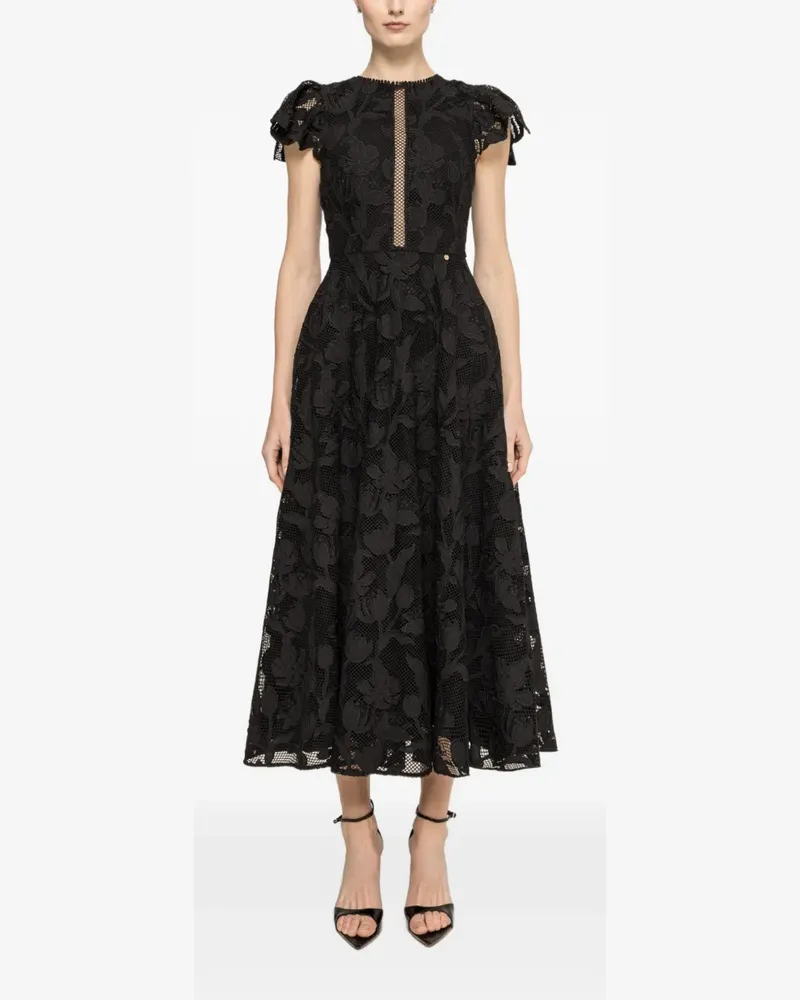 NISSA Midikleid mit Spitzenstickerei - Schwarz Schwarz