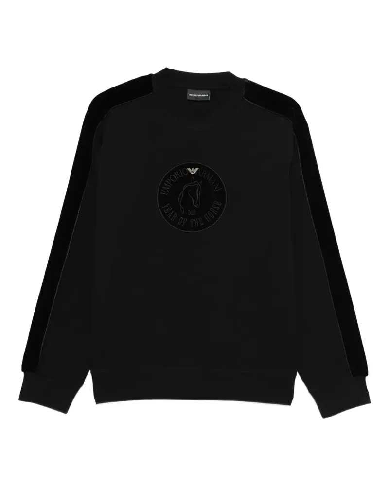Emporio Armani Sweatshirt mit Logo-Patch - Schwarz Schwarz
