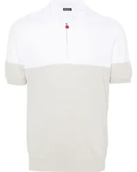 Kiton Fein geripptes Poloshirt Weiß