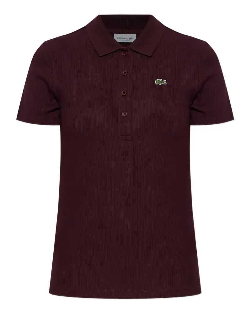 Lacoste ribbed logo-patch polo top - Braun Braun