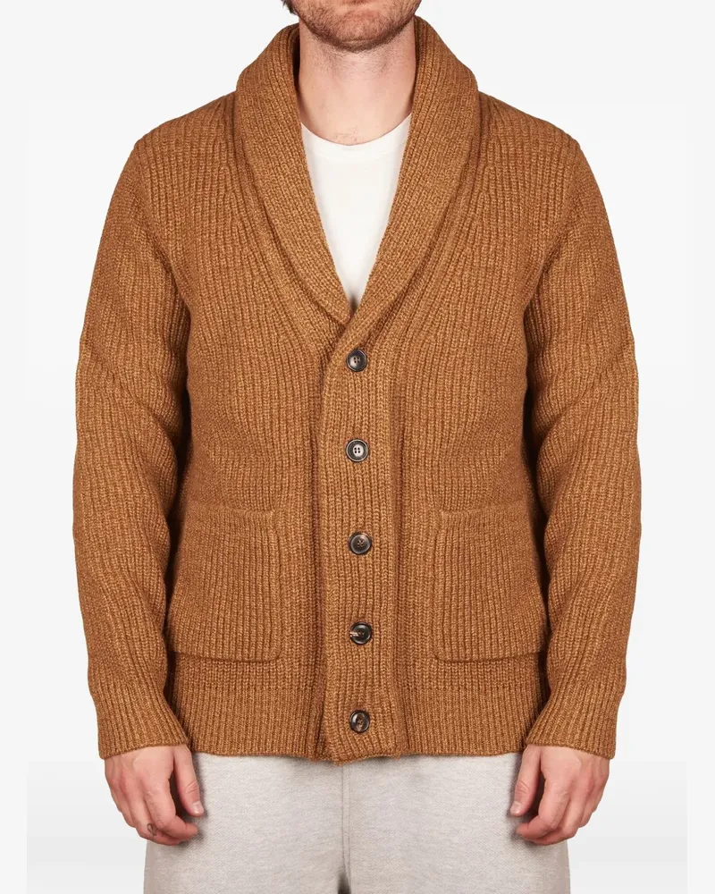 Filippo de Laurentiis shawl-collar ribbed-knit cardigan - Braun Braun