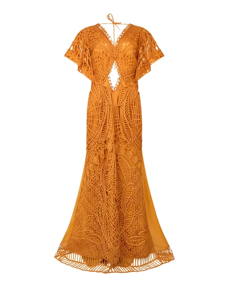Alberta Ferretti cut-out silk party dress - Orange Orange