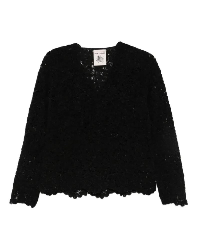 Semicouture Strickpullover mit V-Ausschnitt - Schwarz Schwarz